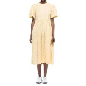 NEW TOIT VOLANT spring garden midi dress in seersucker sun
